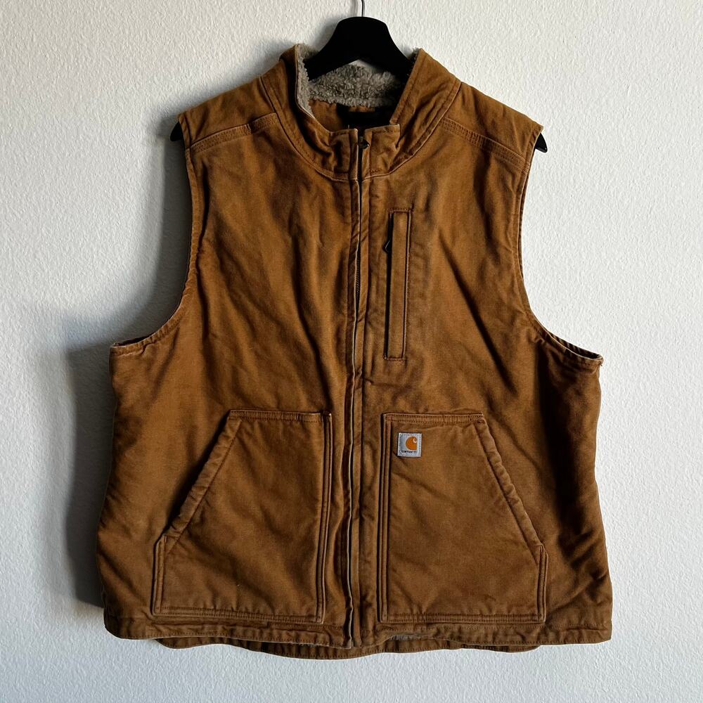 Carhartt brown sherpa work wear vest